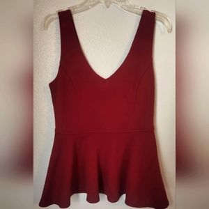 🔥Forever XXI Red Wine Peplum Tank Top Top Size S